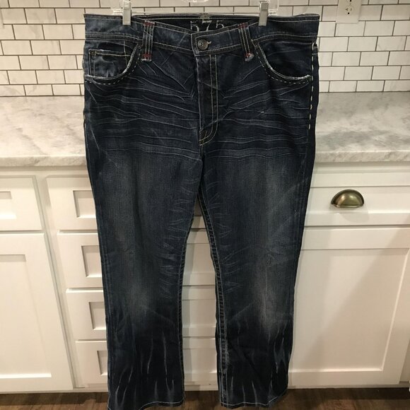 575 Denim Jeans Mens Size 40 Dark Wash Made in USA Contrast Stitch Buttonfly - Picture 1 of 14